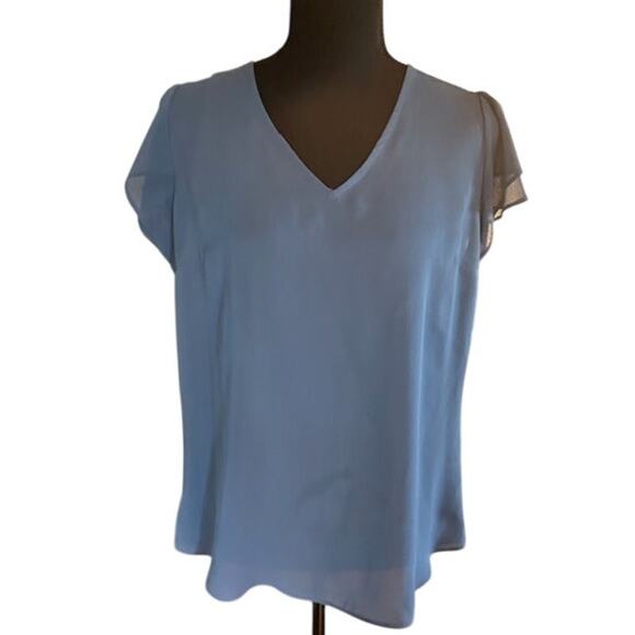 A. Byer Blue Flutter Sleeve Blouse – Size Large - Picture 1 of 5
